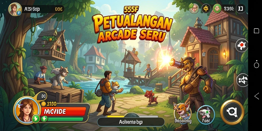 Tangkapan layar gameplay <strong>555F</strong> yang penuh aksi dan warna.