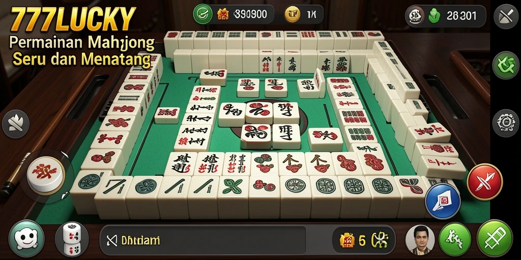 Tampilan gameplay seru di 777LUCKY menampilkan keseruan Mahjong.