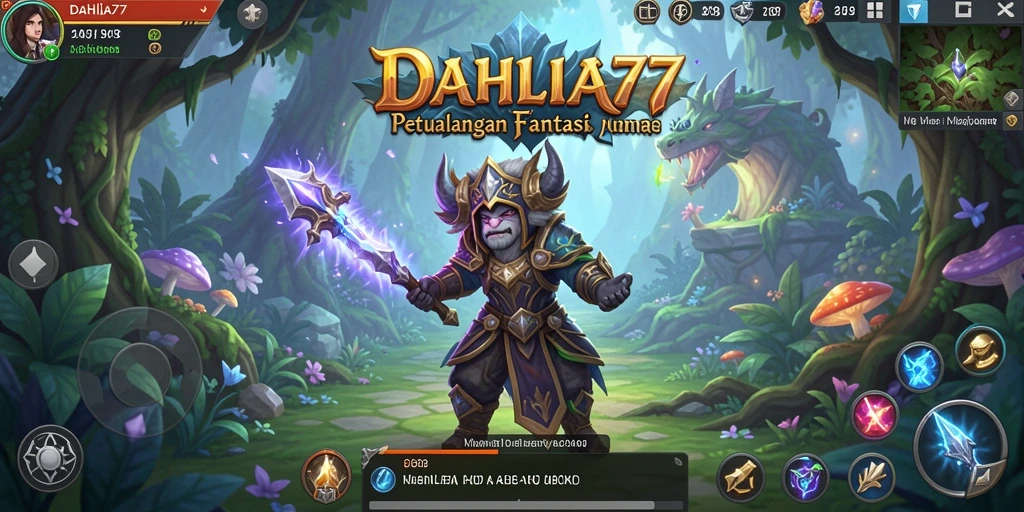 Screenshot menampilkan aksi seru dalam gameplay RPG DAHLIA77.