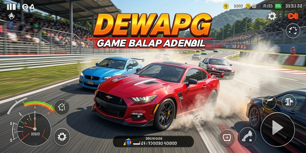 Tampilan gameplay DEWAPG yang mendebarkan dan penuh aksi balap.