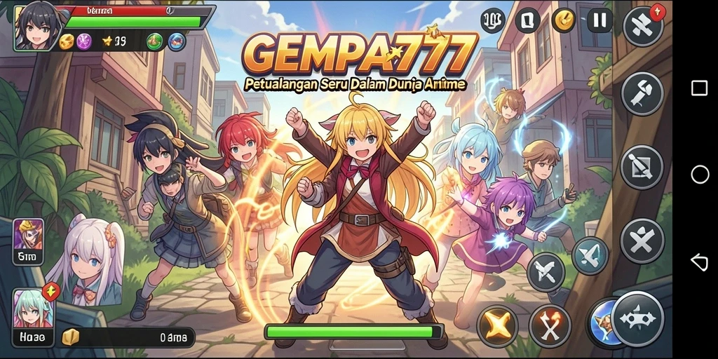 Screenshot GEMPA777 menampilkan aksi seru karakter Anime dalam pertempuran.