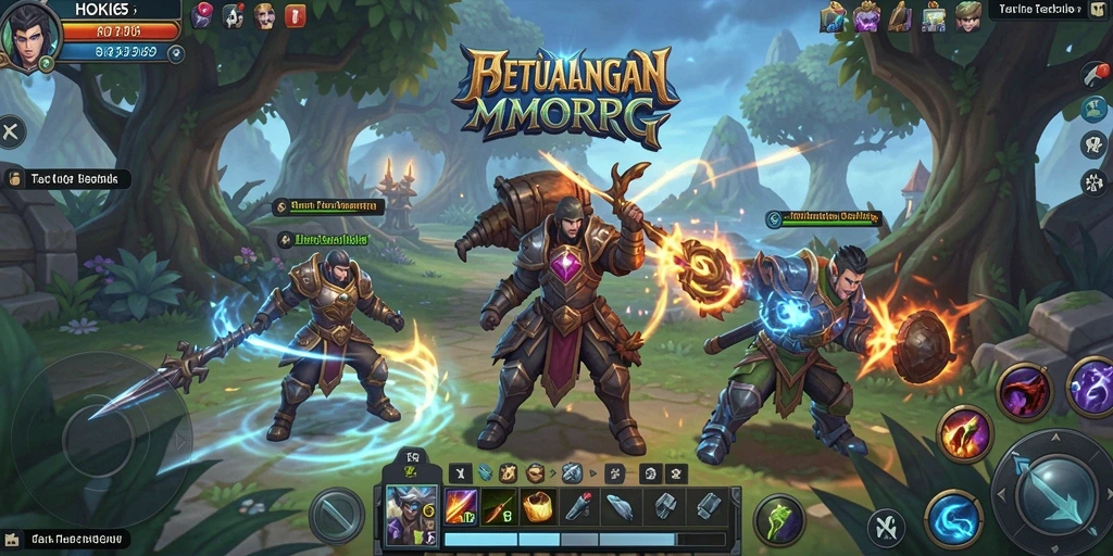Tampilan gameplay HOKI65 dengan karakter menarik dan pertempuran seru.