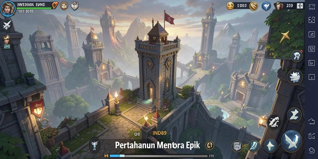 Tampilan gameplay menara pertahanan yang intens dan strategis.