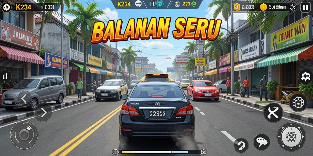 Screenshot K234 menampilkan aksi balap mendebarkan di jalanan.
