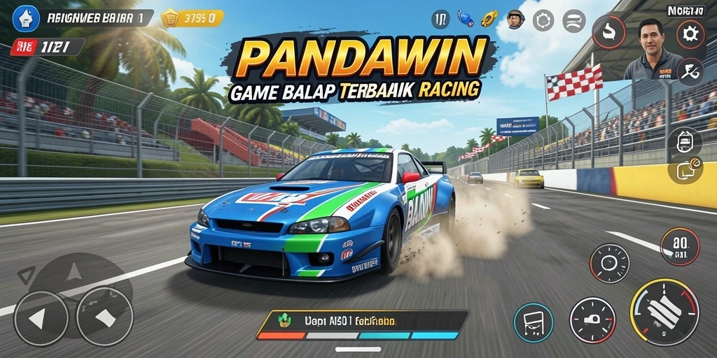Gameplay seru di <strong>PANDAWIN</strong> dengan mobil balap cepat.