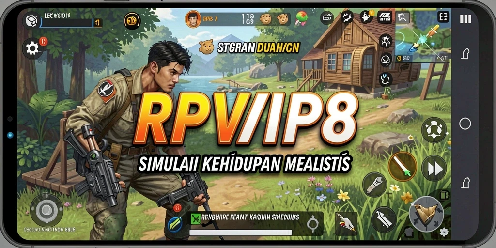 Tangkapan layar RPVIP8 menunjukkan gameplay penuh warna dan interaksi karakter.