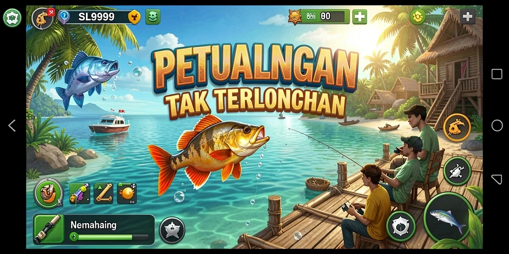 Gameplay SL999 menampilkan pengalaman memancing yang seru dan interaktif.