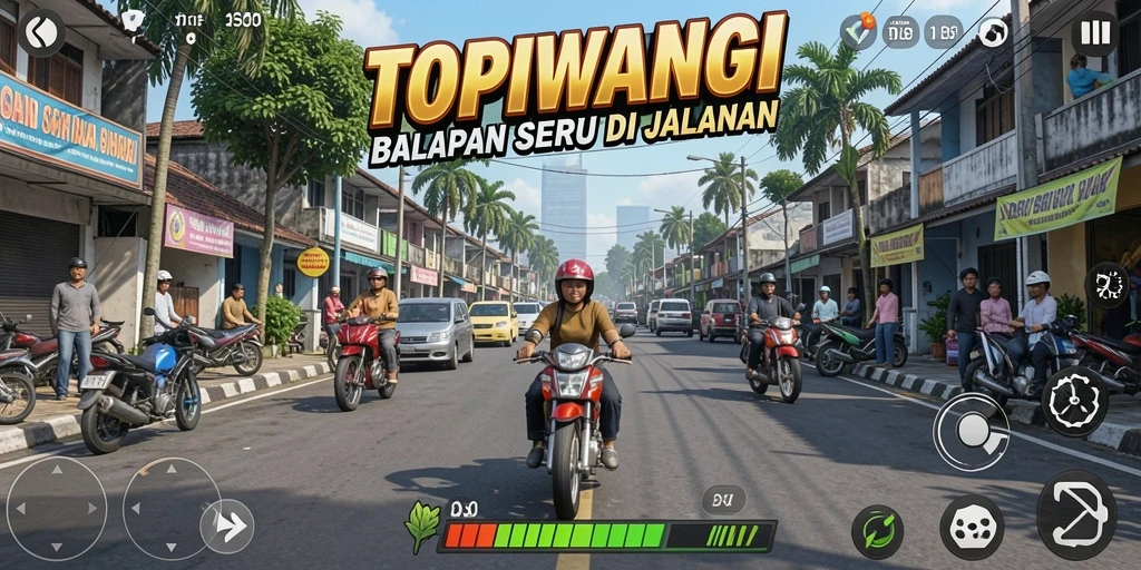 Tampilan gameplay Racing di TOPIWANGI yang mendebarkan.